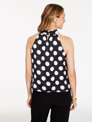 TIE NECK HALTER TOP - BRILLIANT DOT | Talbots online