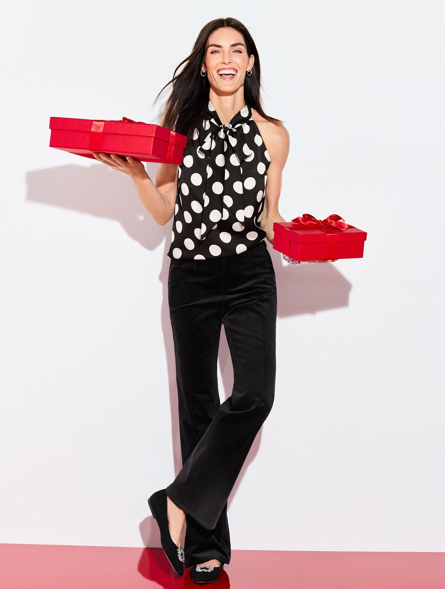 TIE NECK HALTER TOP - BRILLIANT DOT | Talbots online
