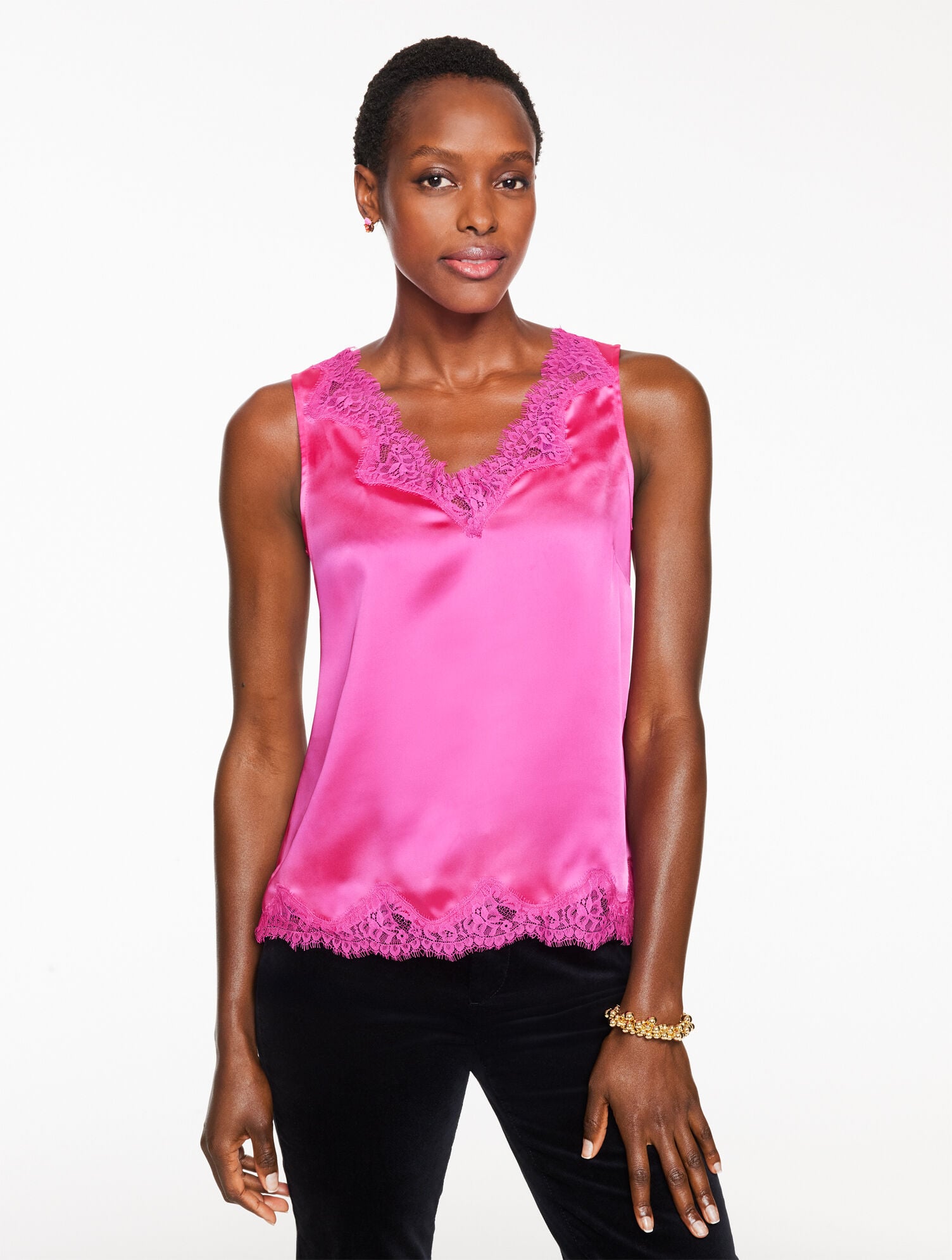 LACE TRIM SATIN CAMISOLE | Talbots outlet
