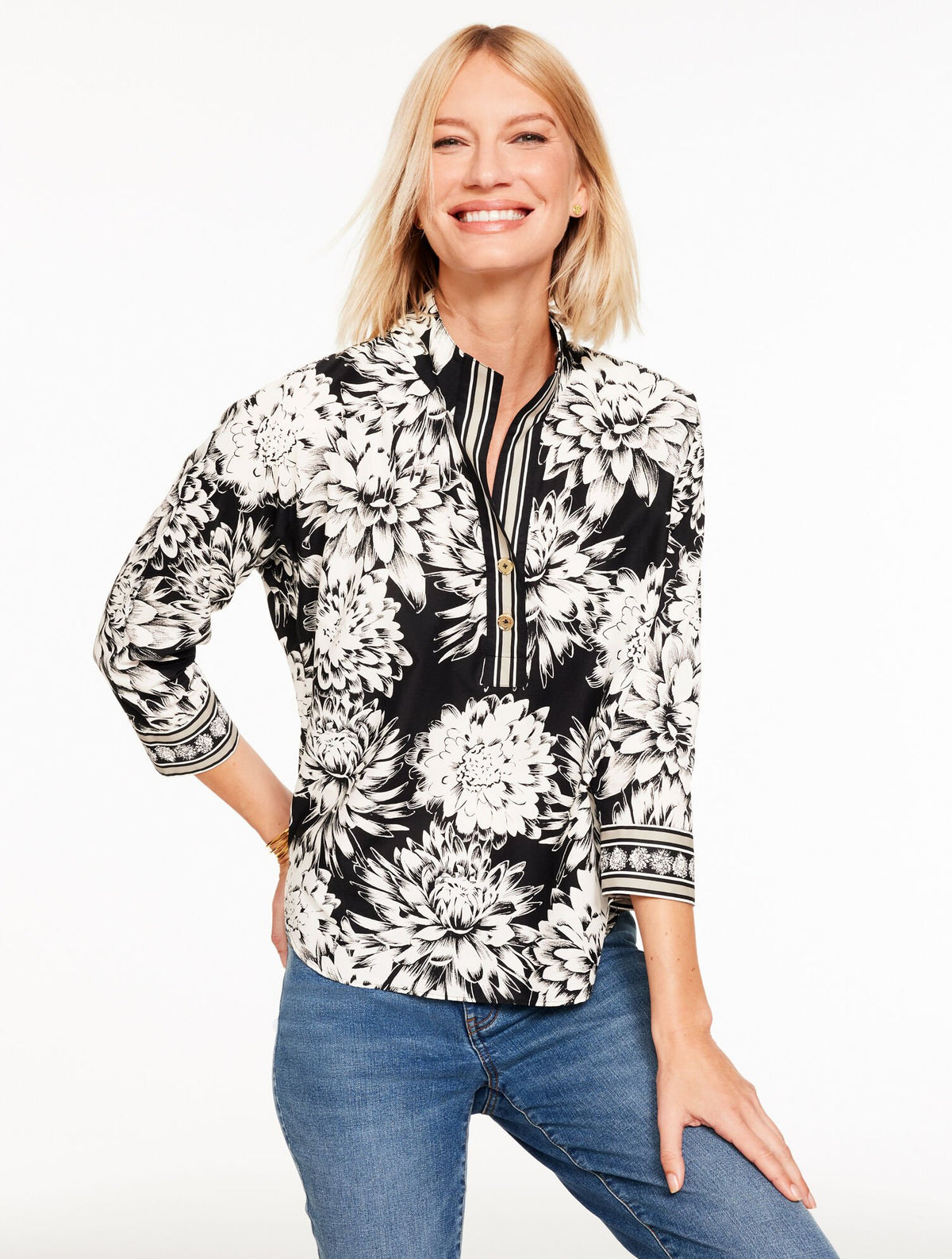 POPLIN POPOVER - DYNAMIC FLORAL | Talbots discount