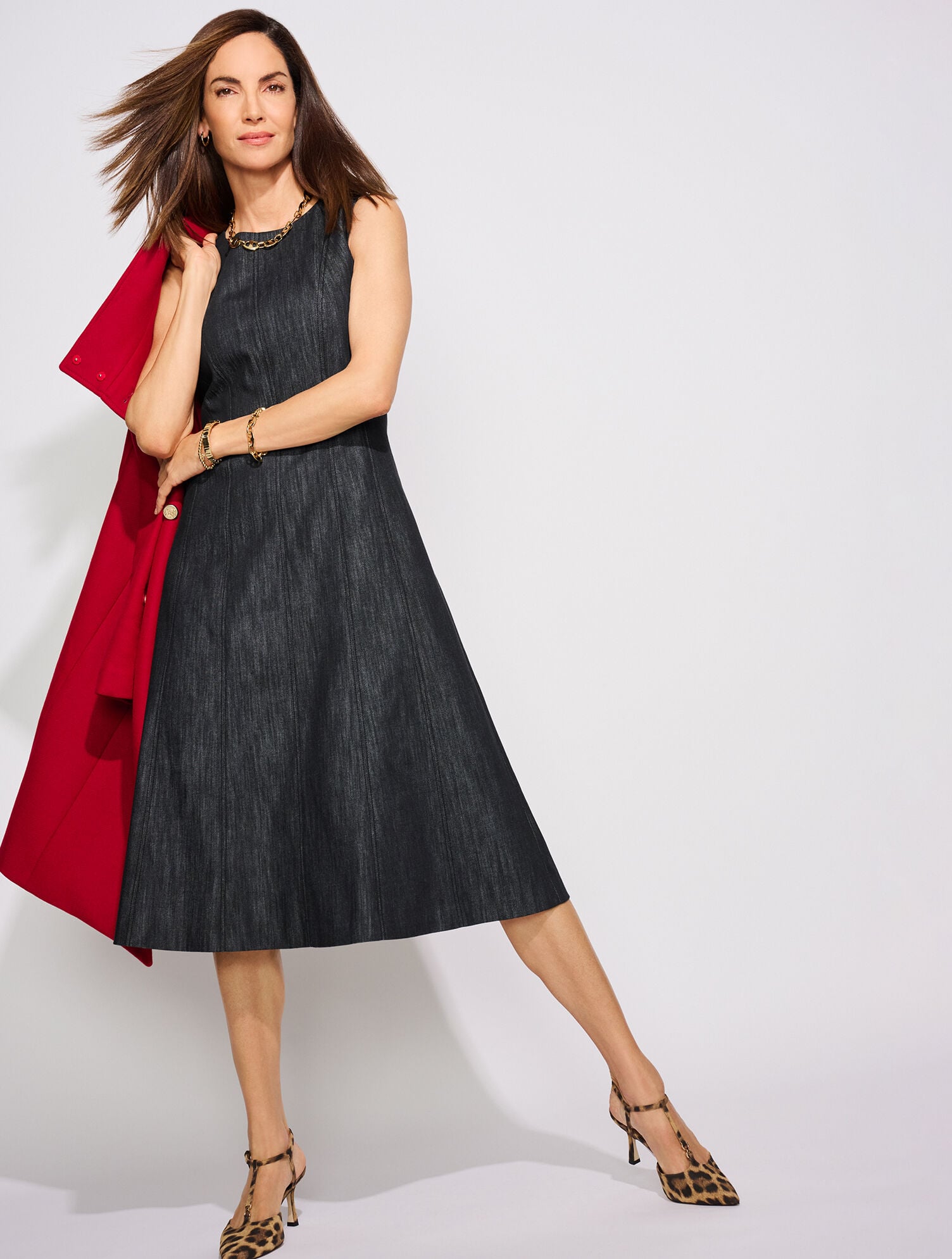 REFINED DENIM MIDI DRESS | Talbots US