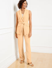 POLISHED CREPE TIE WAIST VEST | Talbots on sale