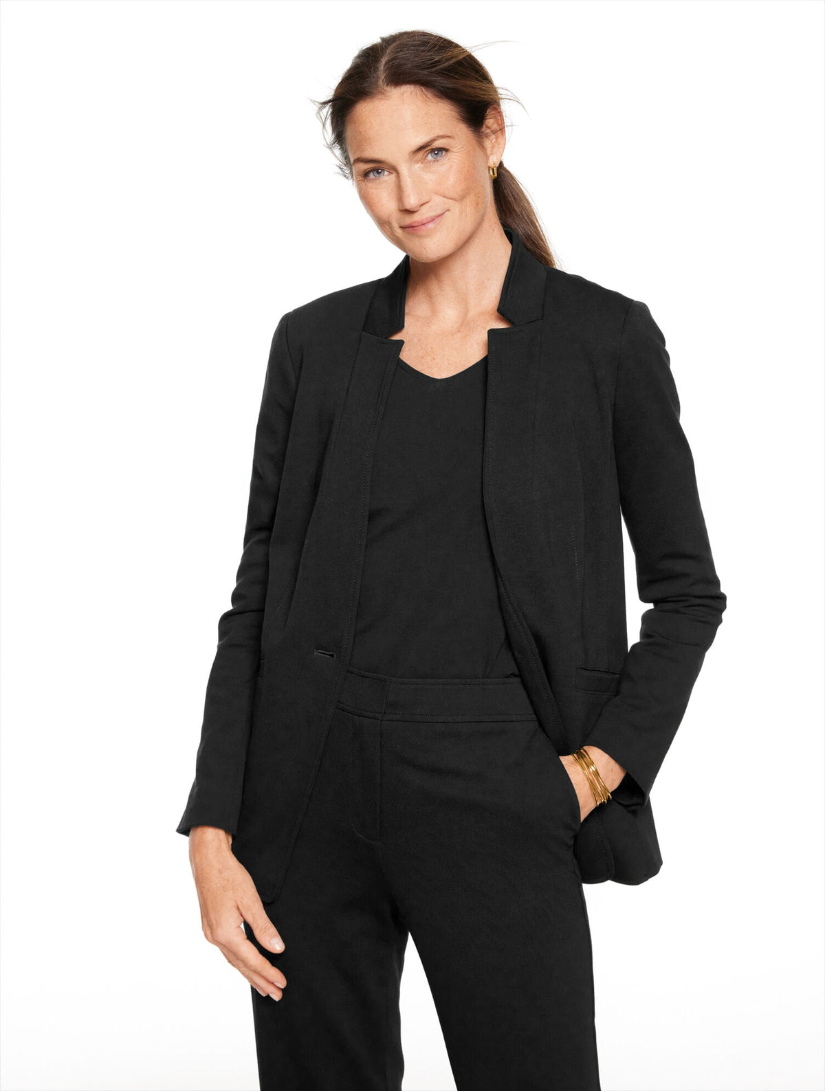 LUXE PONTE SINGLE BUTTON BLAZER | Talbots outlet