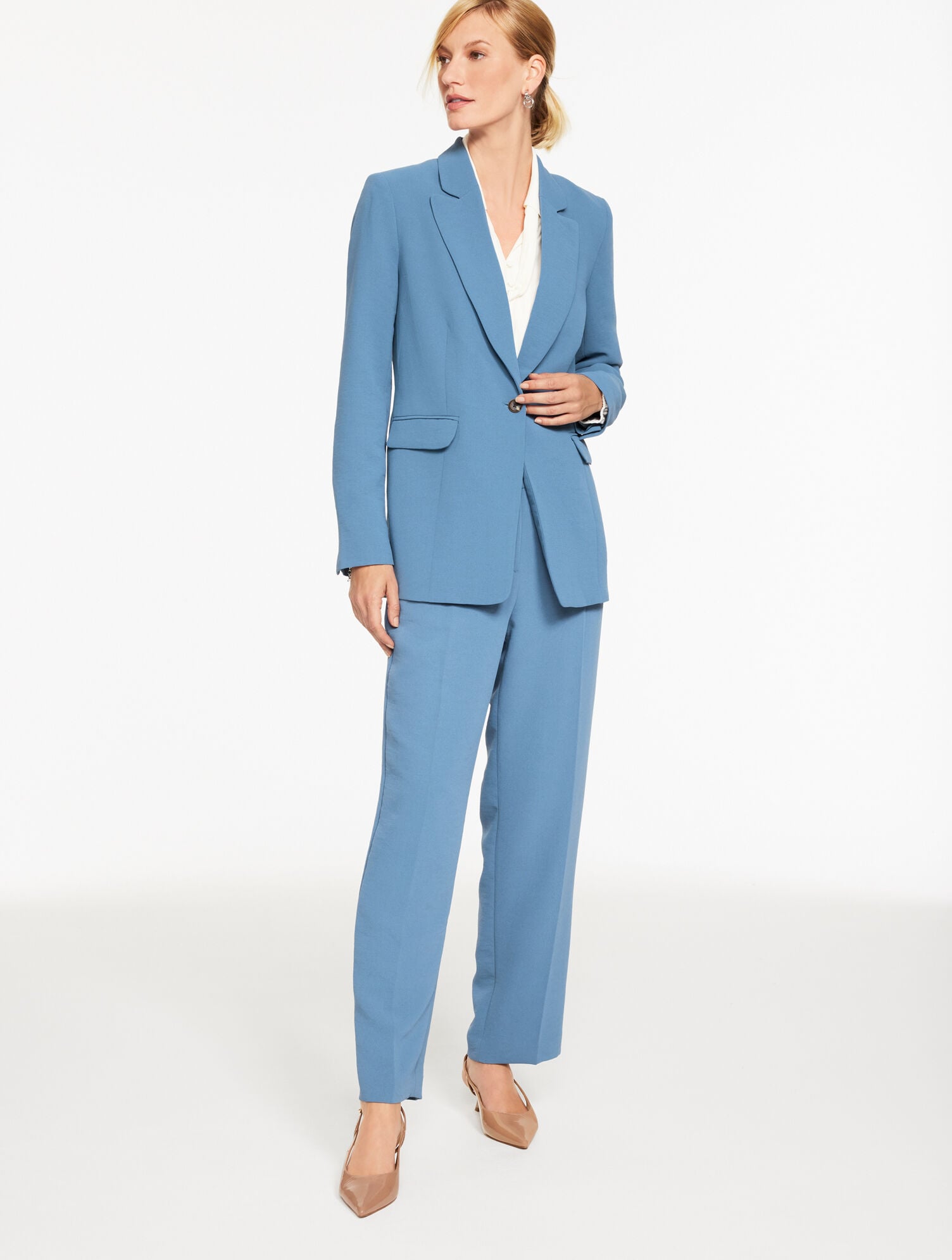 POLISHED CREPE SINGLE BUTTON BLAZER | Talbots near me