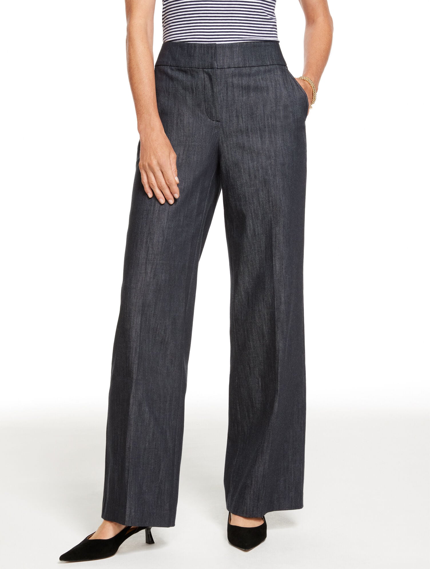 WIDE LEG REFINED DENIM PANTS | Talbots sale