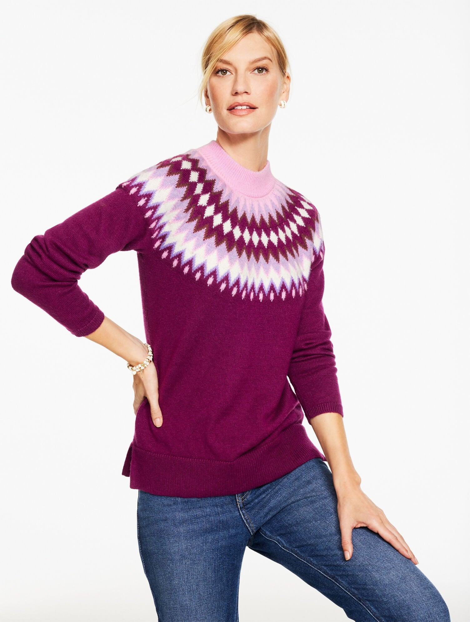 MOCKNECK PULLOVER - CHEVRON FAIR ISLE | Talbots US