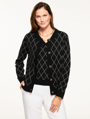 CREWNECK CARDIGAN - BIAS PLAID | Talbots US