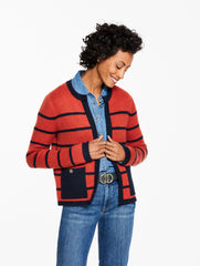 DOUBLE KNIT SWEATER JACKET - STRIPE | Talbots on sale