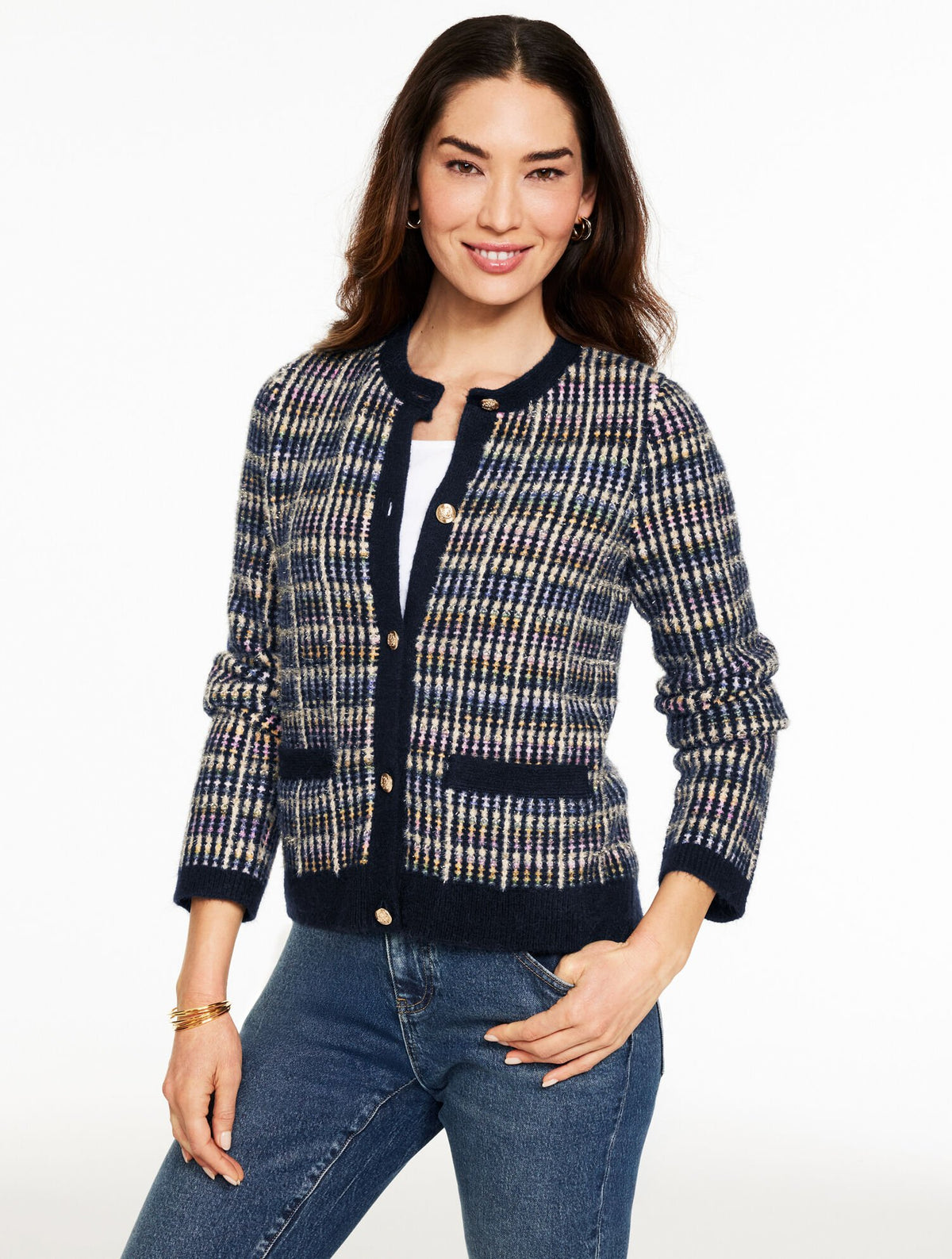 SPARKLE TWEED CREWNECK CARDIGAN | Talbots for sale