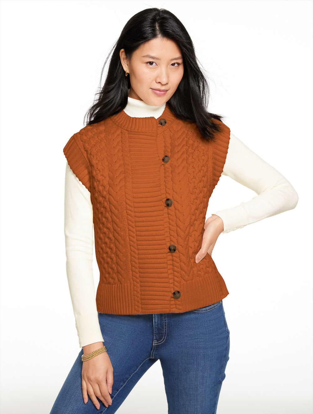 CABLE KNIT SWEATER VEST | Talbots for sale