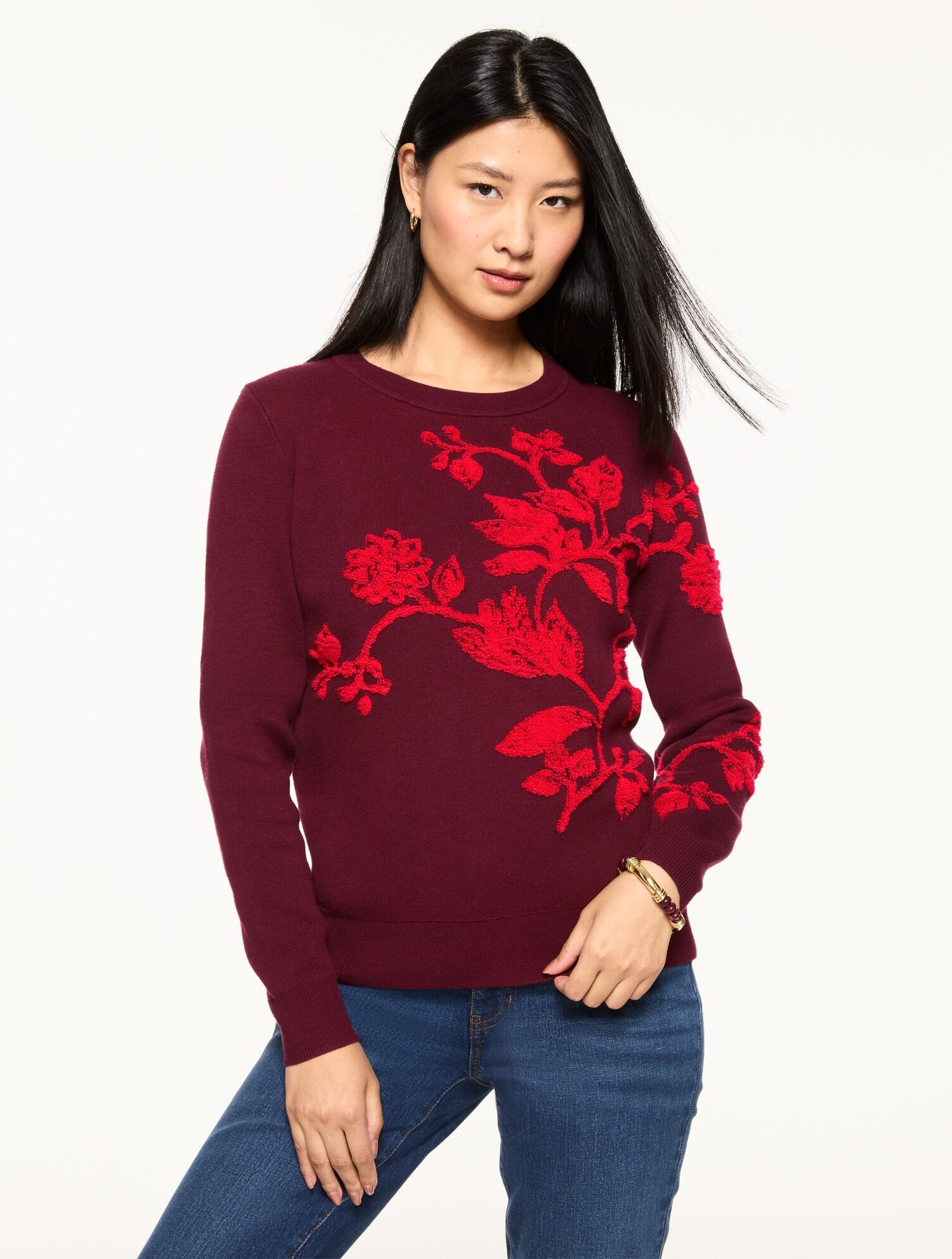 CREWNECK PULLOVER - PLACED FLORAL | Talbots near me