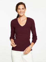 POINTELLE STITCH V-NECK SWEATER | Talbots outlet