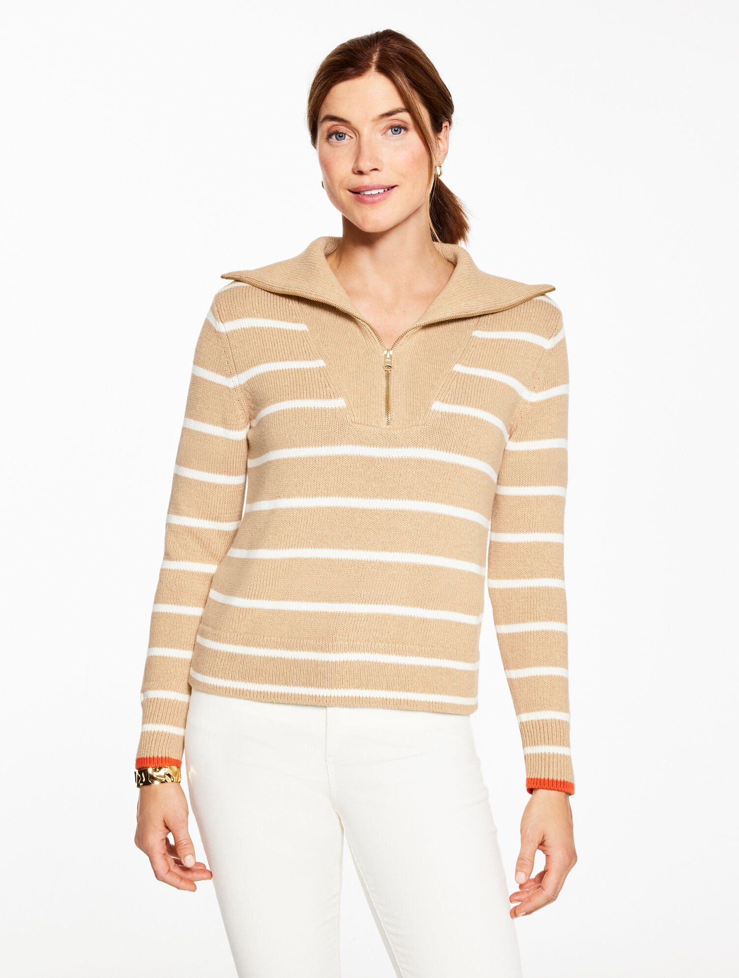 HALF-ZIP SWEATER - MARL STRIPE | Talbots online