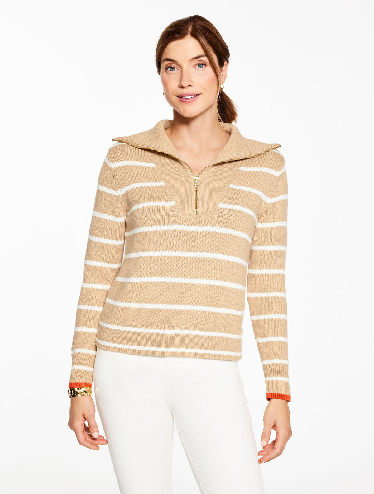 HALF-ZIP SWEATER - MARL STRIPE | Talbots online