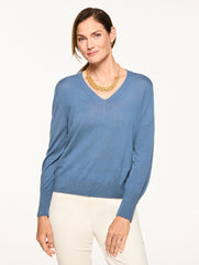 MERINO WOOL V-NECK PULLOVER | Talbots online