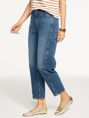 RELAXED TAPERED BARREL LEG JEANS - IRVING WASH | Talbots online