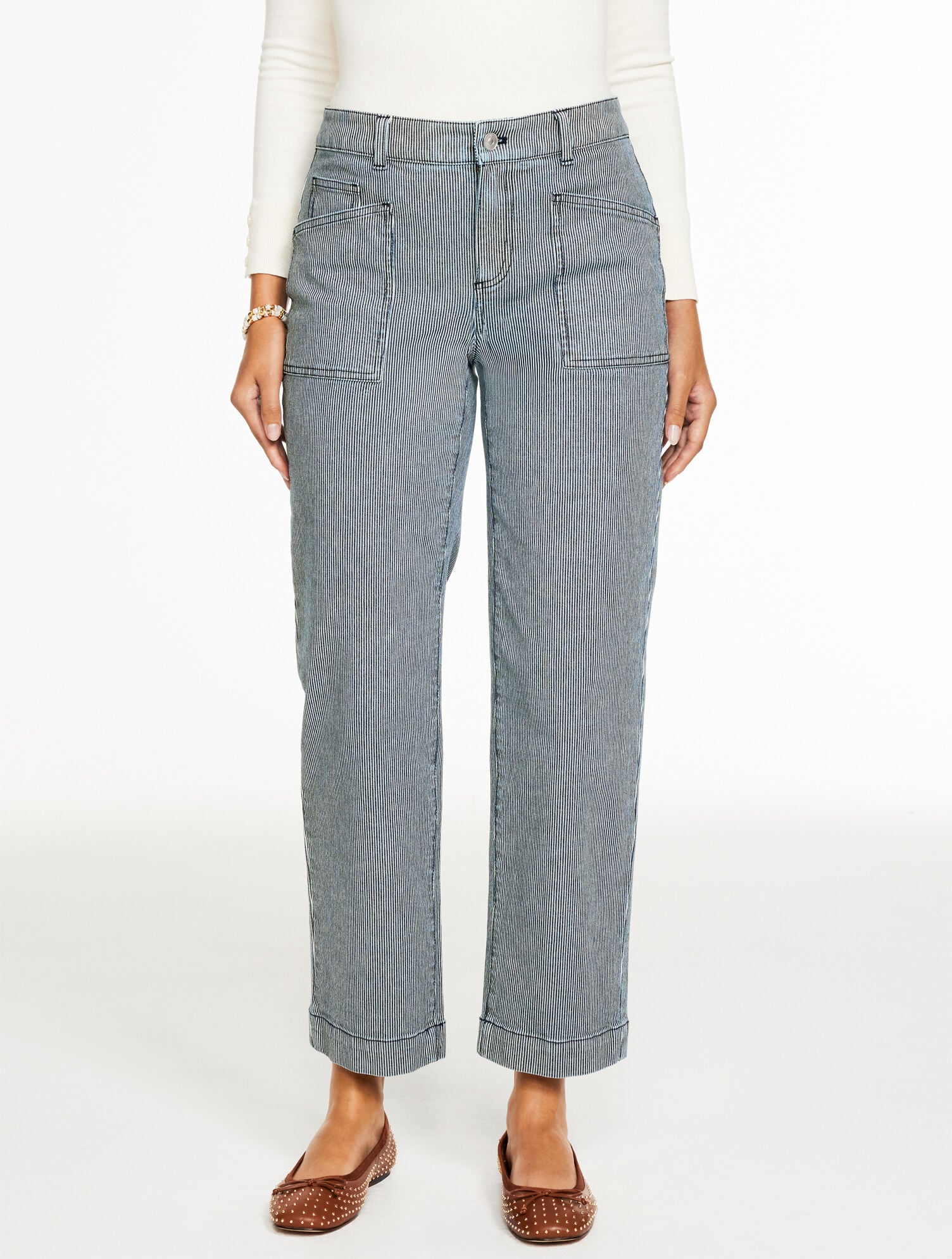 STRAIGHT ANKLE JEANS - RAILROAD STRIPE | Talbots outlet