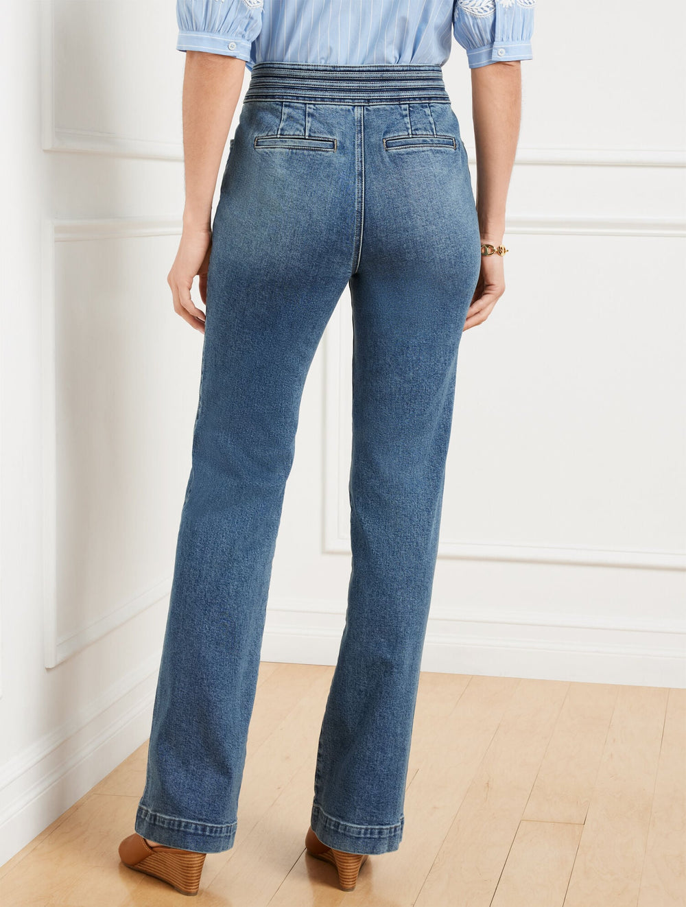 FLARE LEG BANDED WAIST JEANS - MELODY WASH | Talbots for sale