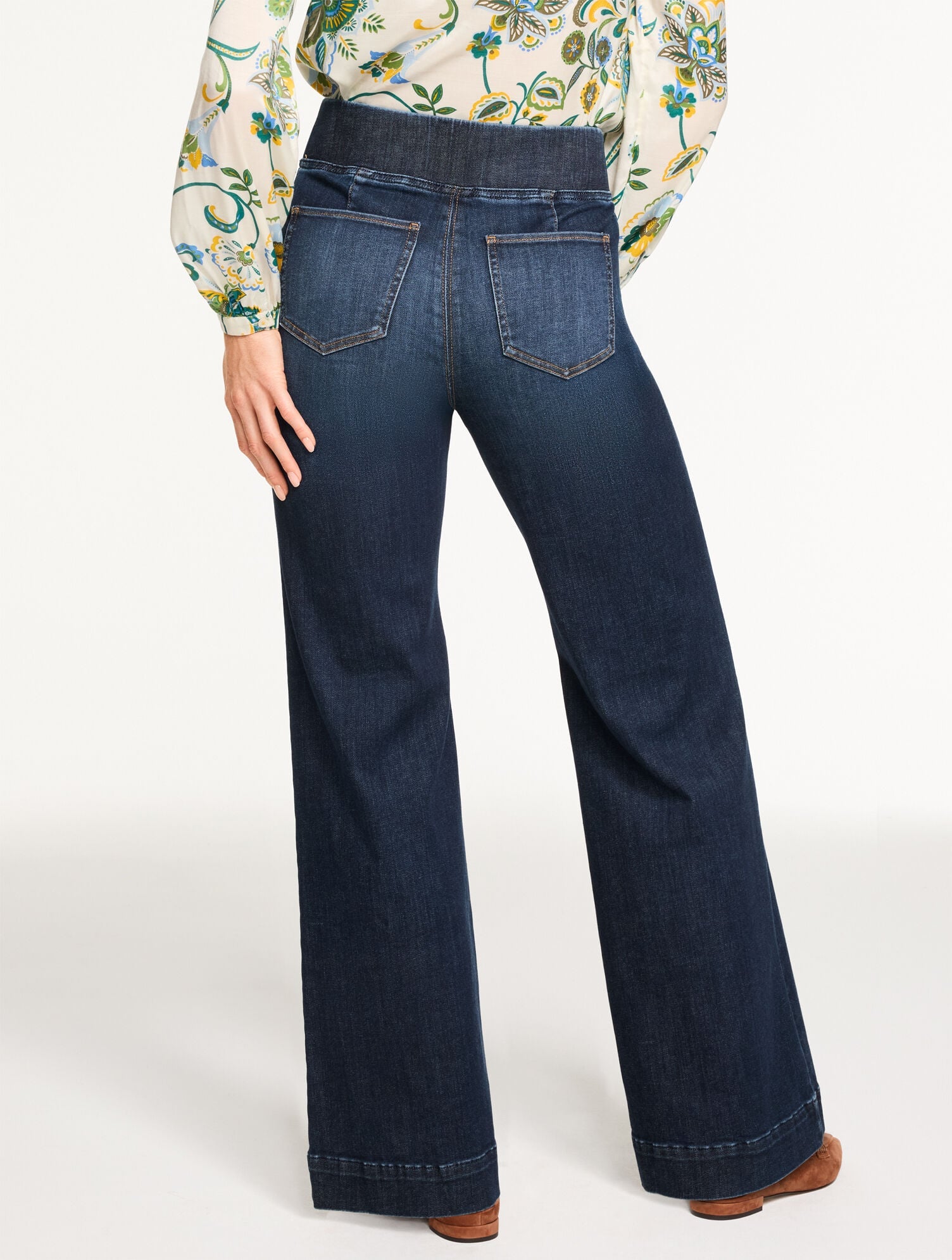 FLARE LEG PULL-ON TRAVEL JEANS - BEEKMAN WASH | Talbots discount