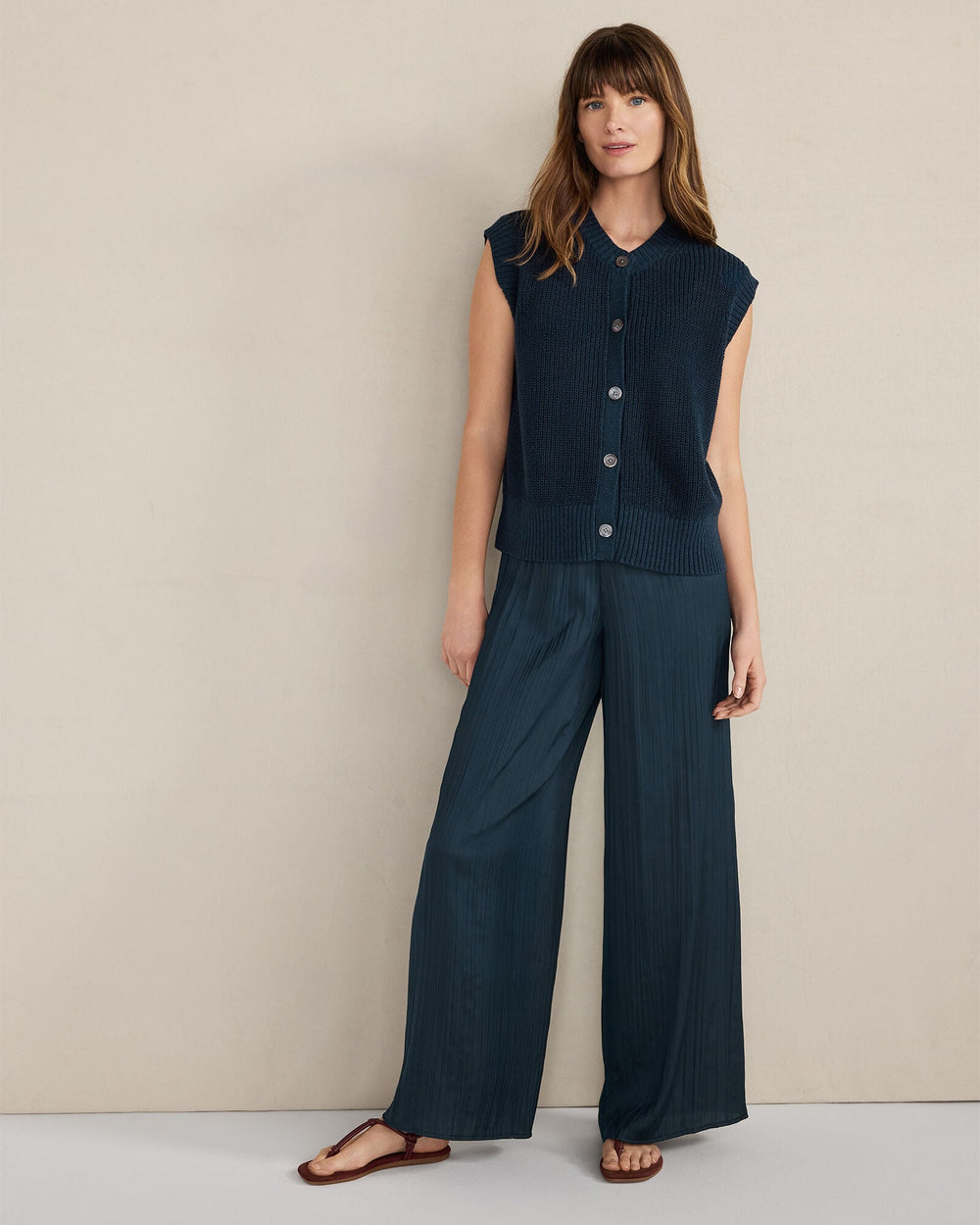 ORGANIC COTTON LINEN SWEATER VEST | Talbots for sale