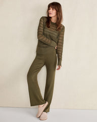ORGANIC COTTON LINEN OPEN STITCH CREWNECK SWEATER | Talbots sale