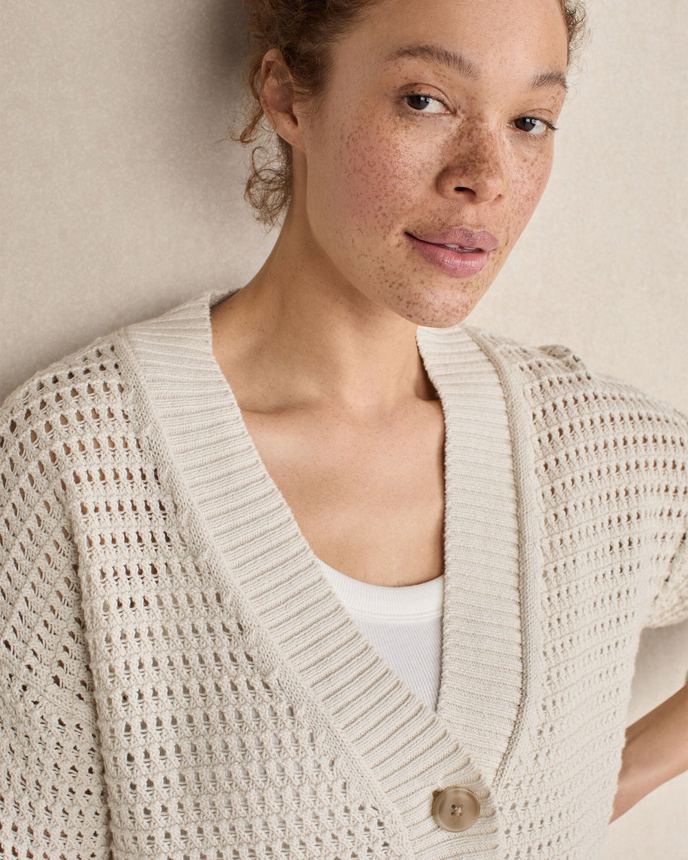 ORGANIC COTTON OPEN STITCH CARDIGAN | Talbots sale