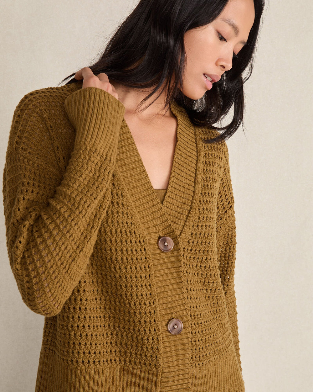 ORGANIC COTTON OPEN STITCH CARDIGAN | Talbots online