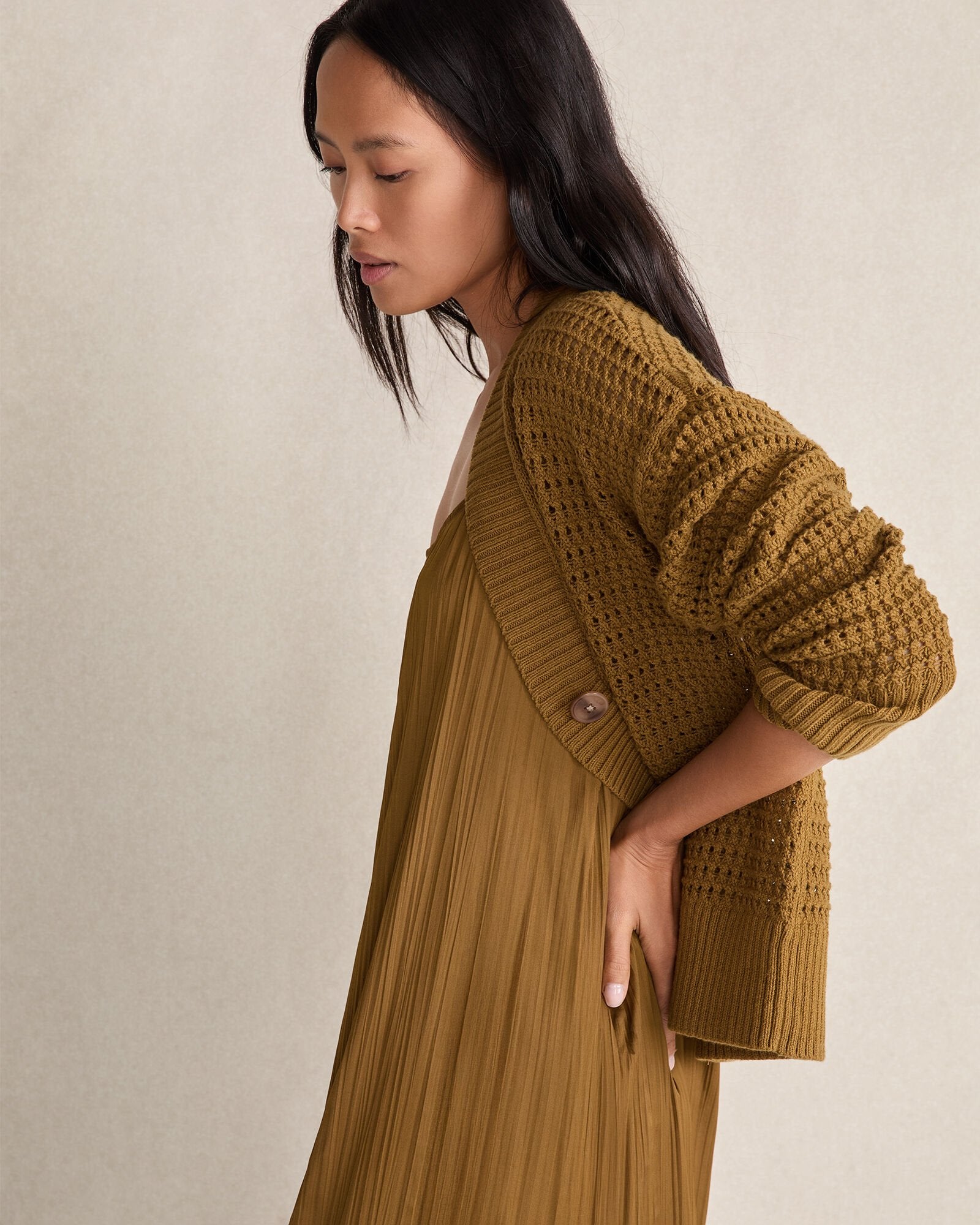 ORGANIC COTTON OPEN STITCH CARDIGAN | Talbots online