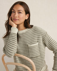 ORGANIC COTTON LINEAR STITCH CREWNECK SWEATER | Talbots discount