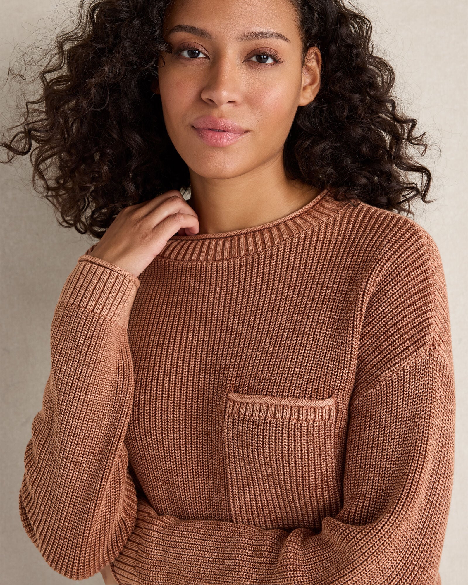 COTTON SHAKER STITCH POCKET CREWNECK | Talbots for sale