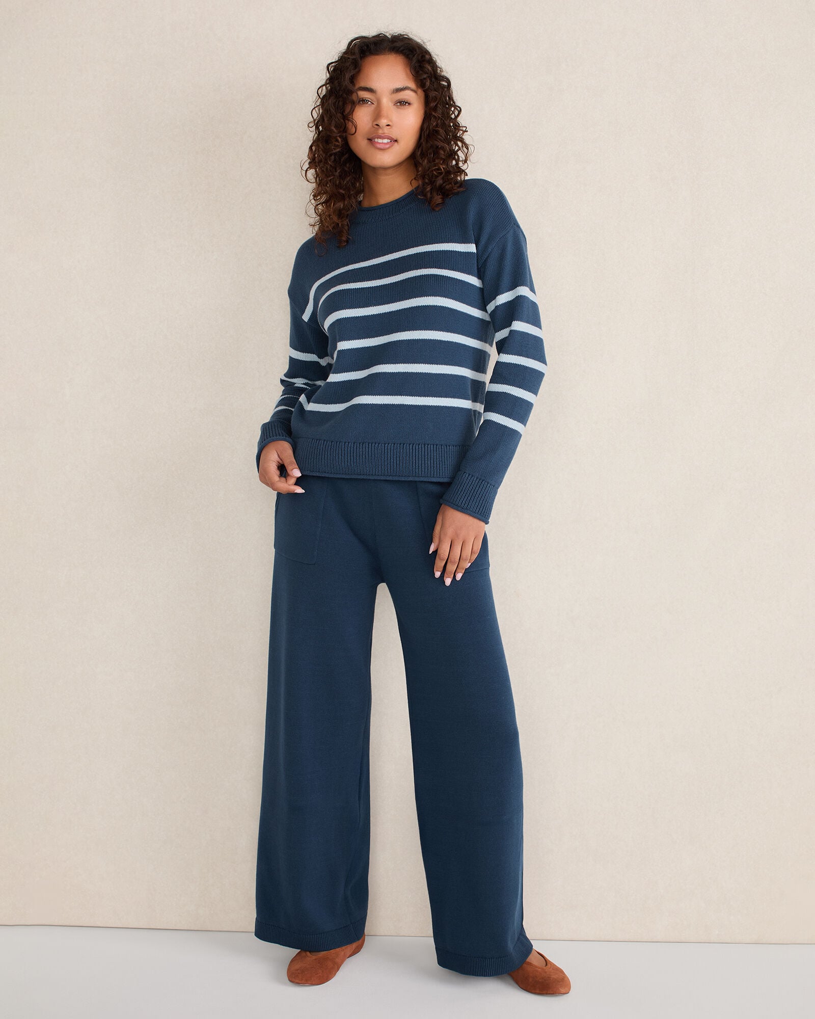 ORGANIC COTTON STRIPE ROLL NECK SWEATER | Talbots for sale