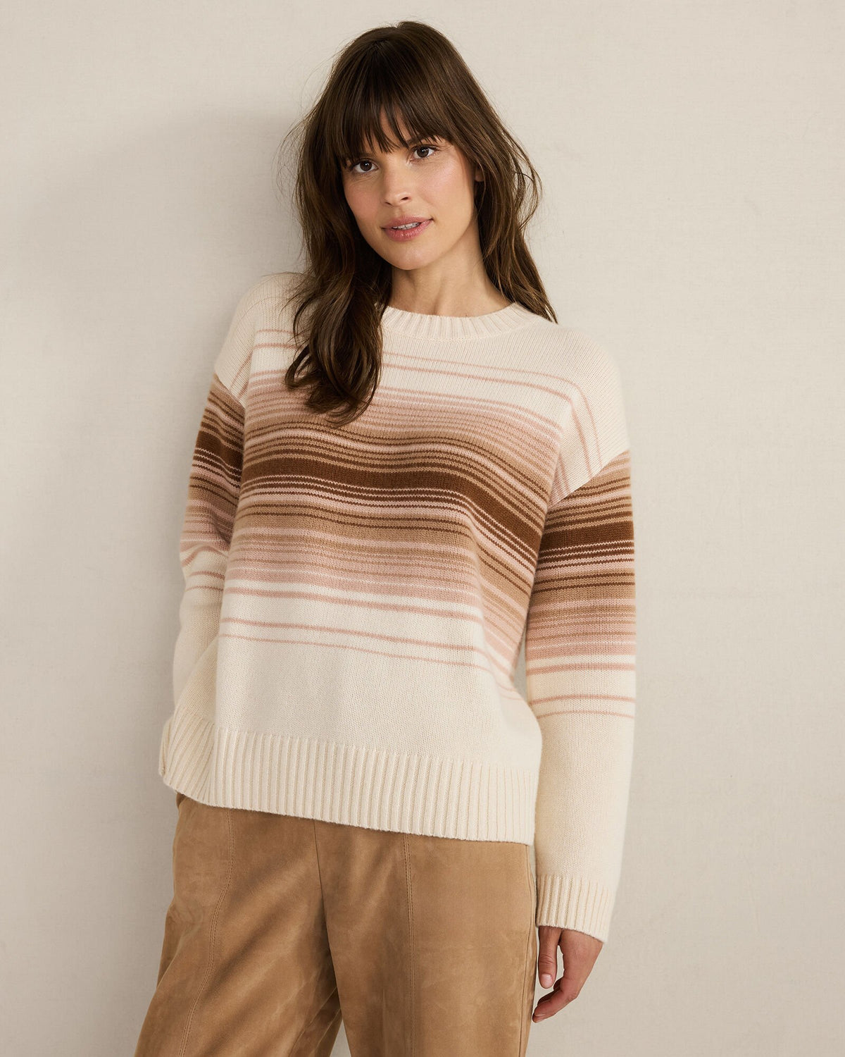 CASHMERE OMBRÉ STRIPE CREWNECK SWEATER | Talbots on sale