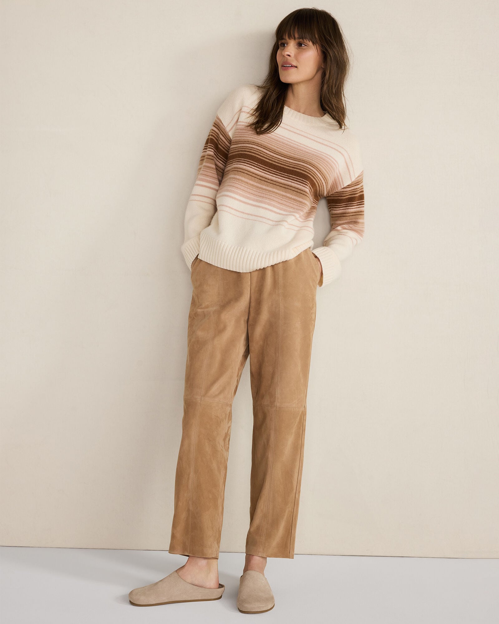 CASHMERE OMBRÉ STRIPE CREWNECK SWEATER | Talbots for sale