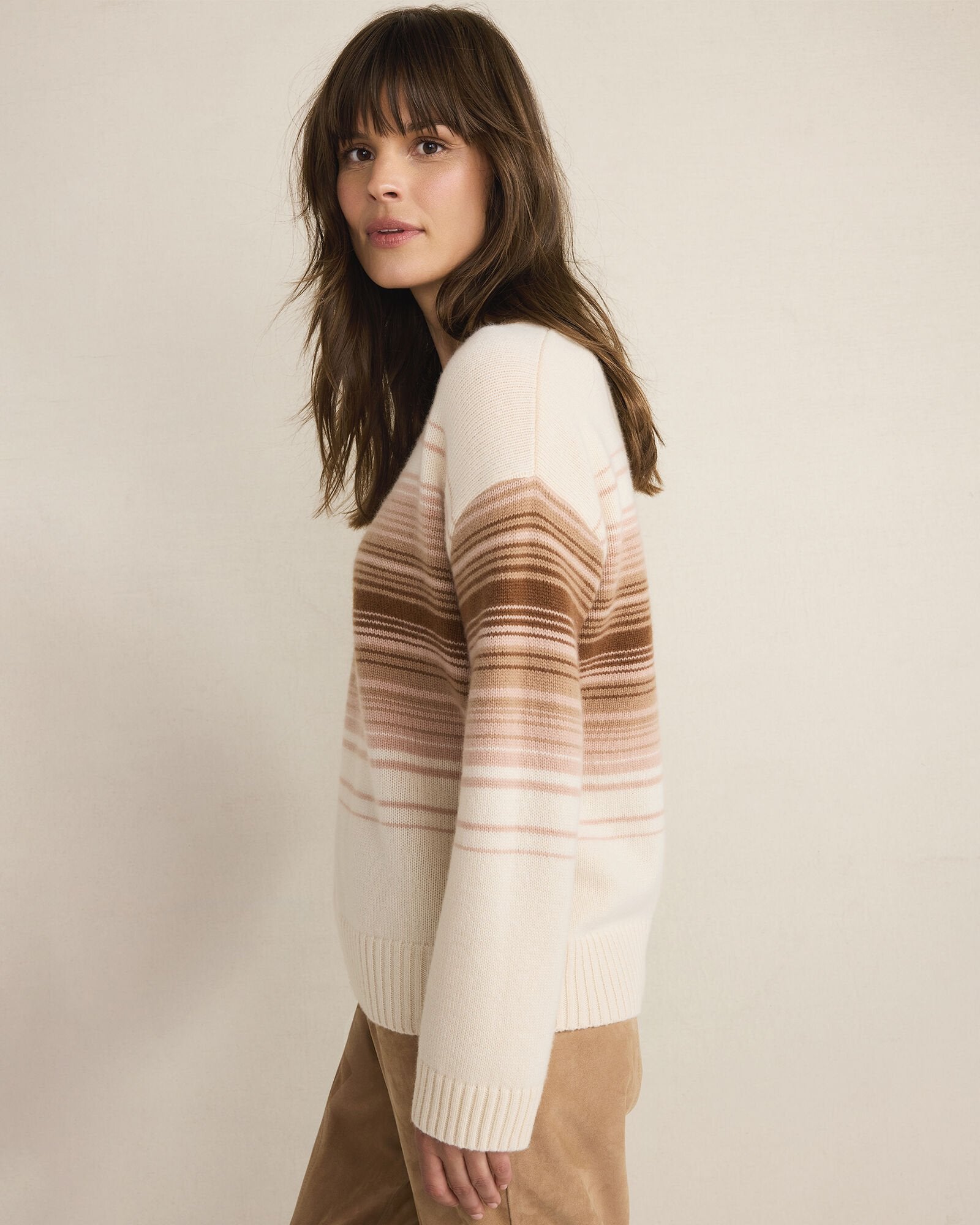CASHMERE OMBRÉ STRIPE CREWNECK SWEATER | Talbots for sale