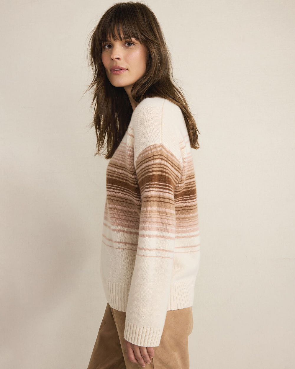CASHMERE OMBRÉ STRIPE CREWNECK SWEATER | Talbots for sale