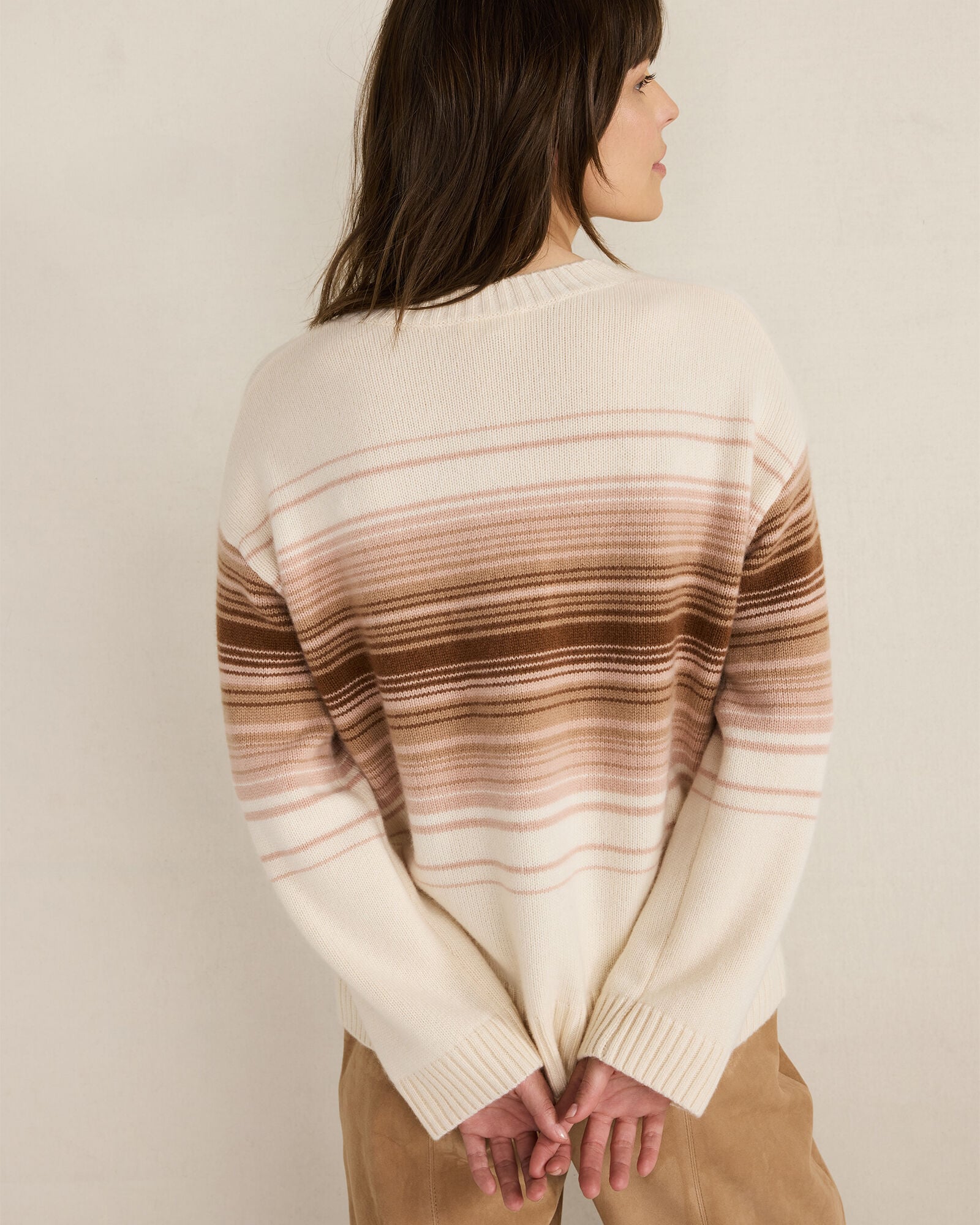 CASHMERE OMBRÉ STRIPE CREWNECK SWEATER | Talbots for sale