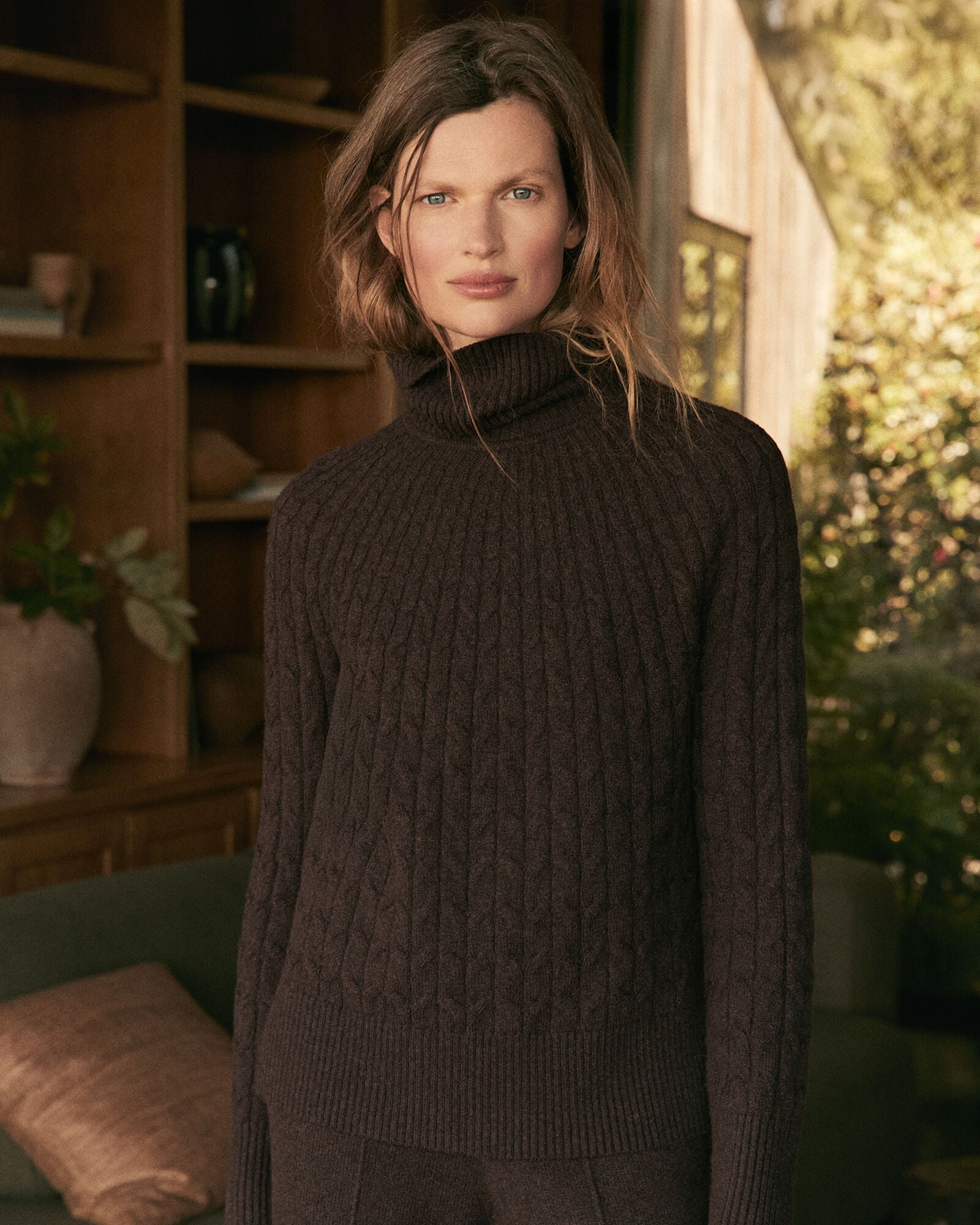 ORGANIC COTTON BLEND GRADIENT CABLE SWEATER | Talbots discount
