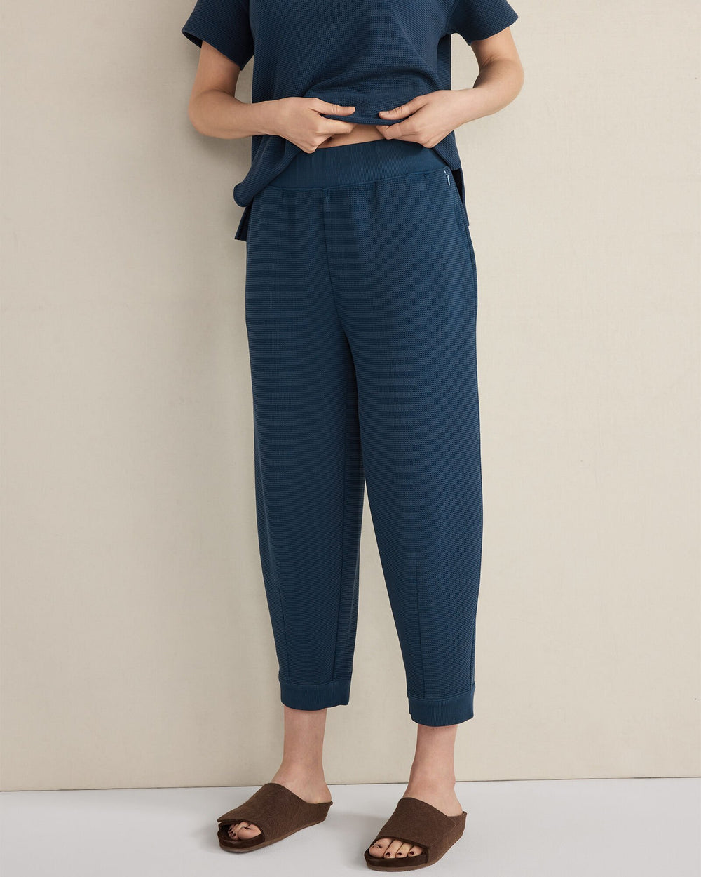ORGANIC COTTON WAFFLE BARREL LEG PANTS | Talbots discount