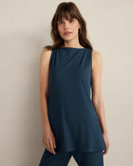 RIBBED BATEAU NECK SLEEVELESS TOP | Talbots discount