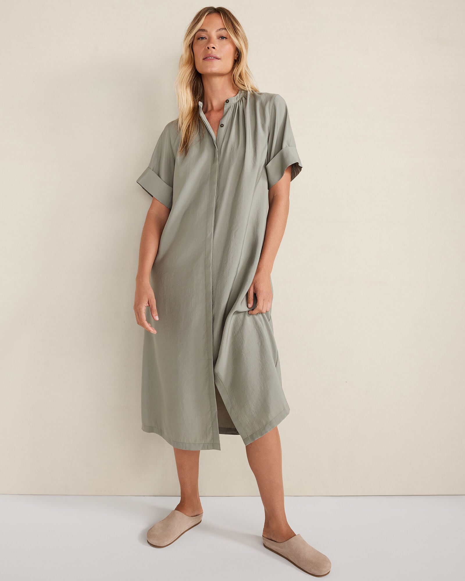 LUXE MODAL SHORT SLEEVE MIDI DRESS | Talbots near me