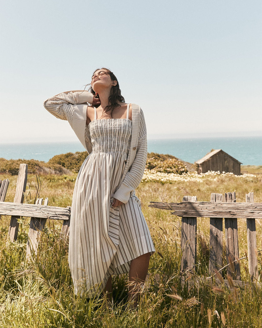 ORGANIC COTTON POPLIN SMOCKED MIDI DRESS | Talbots online