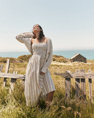 ORGANIC COTTON POPLIN SMOCKED MIDI DRESS | Talbots online
