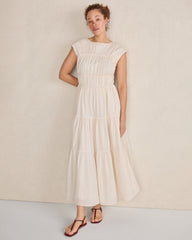 COTTON VOILE ROUCHED MAXI DRESS | Talbots outlet