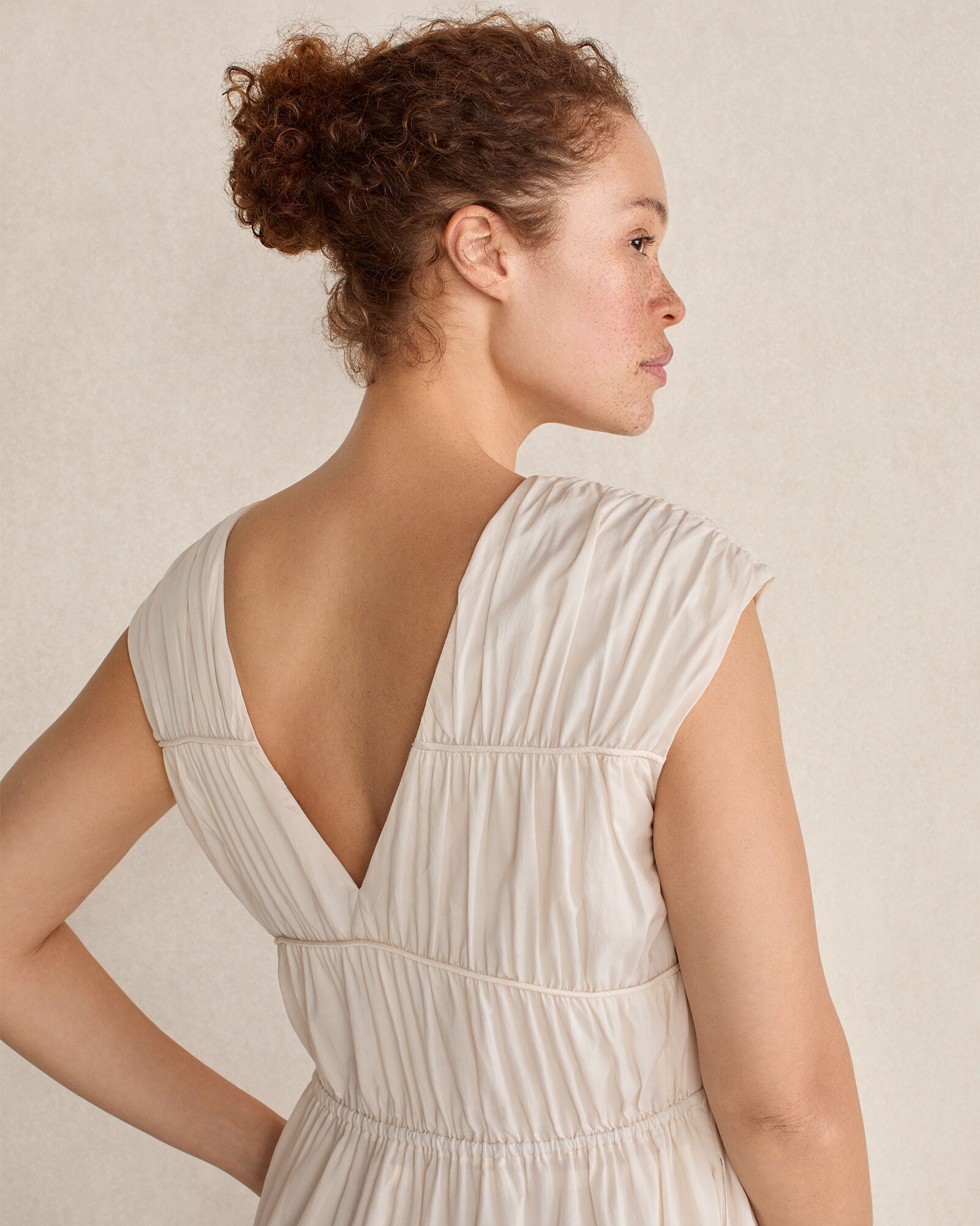 COTTON VOILE ROUCHED MAXI DRESS | Talbots outlet