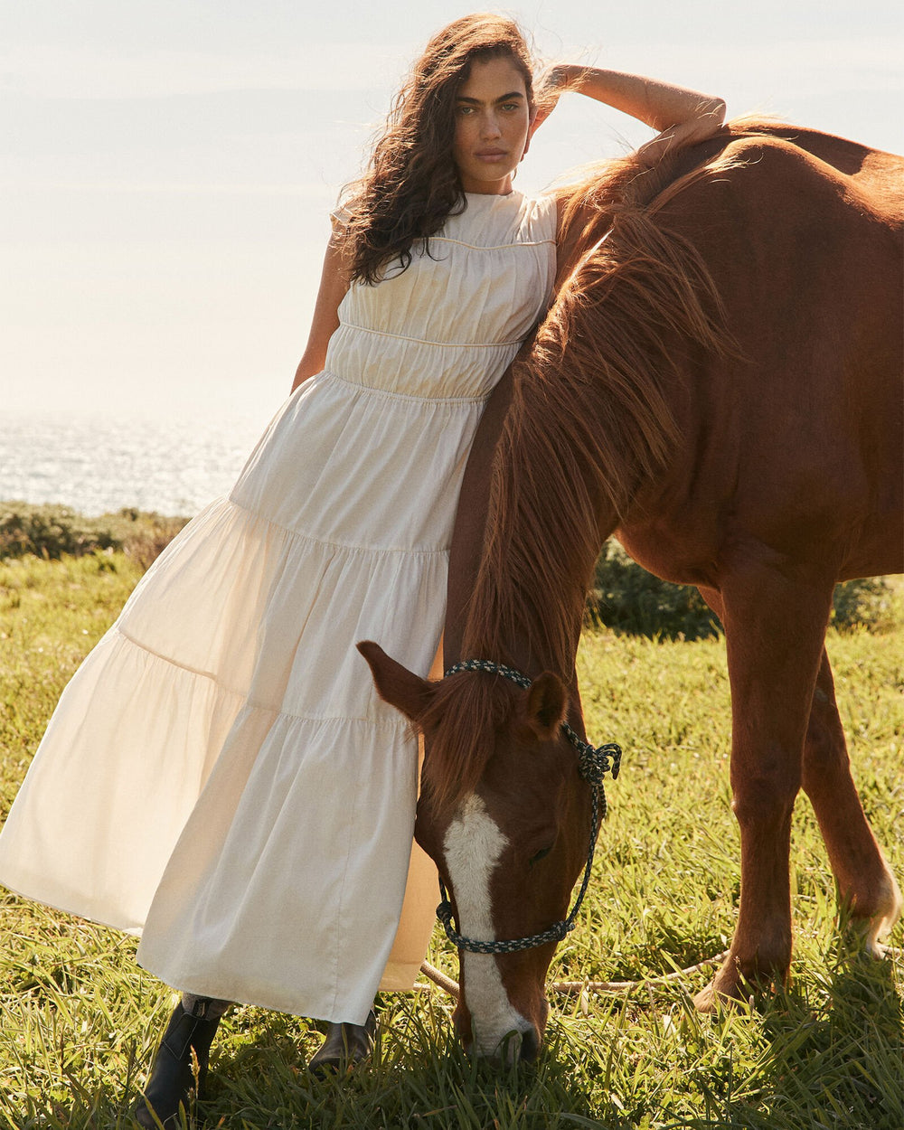 COTTON VOILE ROUCHED MAXI DRESS | Talbots outlet