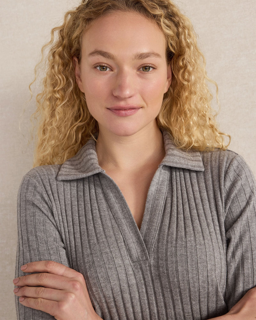 WIDE RIB KNIT JOHNNY COLLAR TOP | Talbots on sale