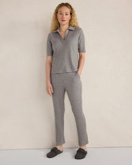 WIDE RIB KNIT JOHNNY COLLAR TOP | Talbots on sale