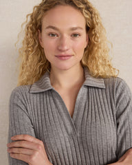 WIDE RIB KNIT JOHNNY COLLAR TOP | Talbots on sale