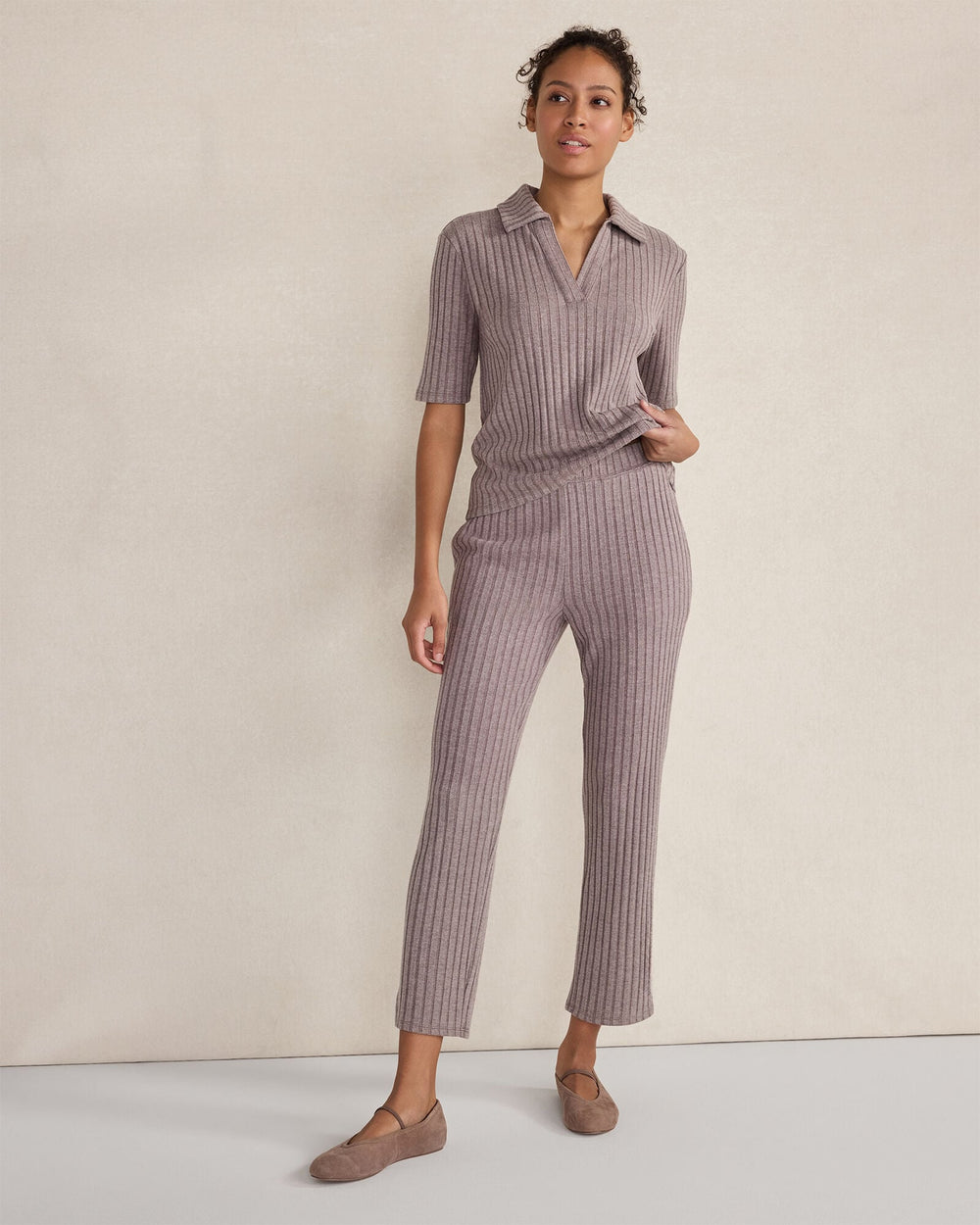 WIDE RIB KNIT TAPERED PANTS | Talbots on sale
