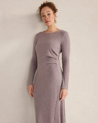 WIDE RIB KNIT DRAPEY MIDI DRESS | Talbots discount